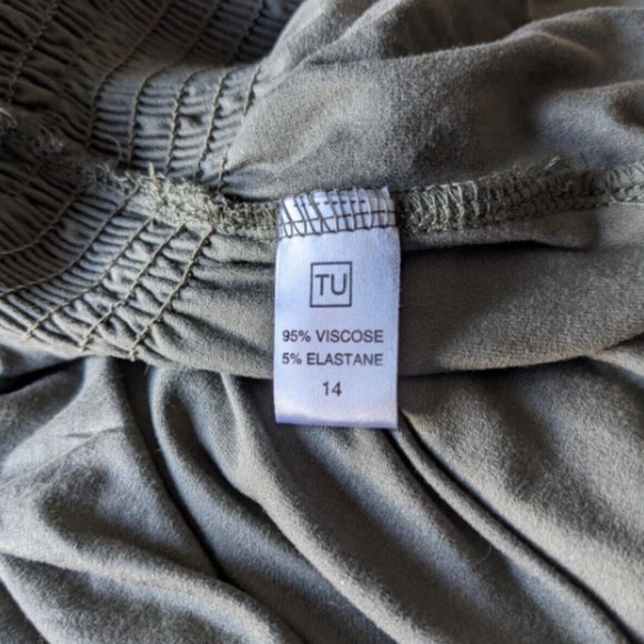 Maxi dress size 14 Khaki Green Strapless/ Shoestring Straps Elasticated bodice - Picture 6 of 6